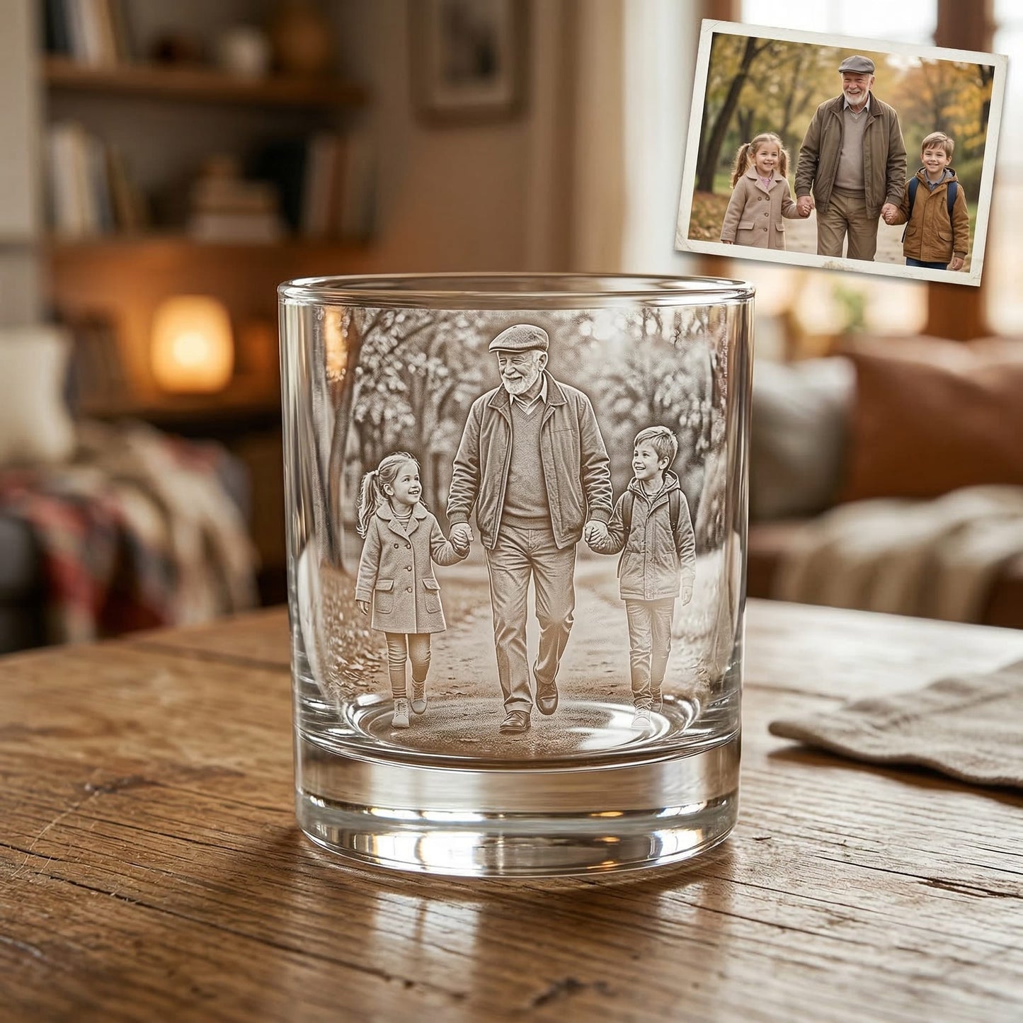 Custom Father's Day Gift For Grandpa Whiskey Glass | Photo Grandpa Portrait Gift | Grandpa Gifts | Gift For Grandpa