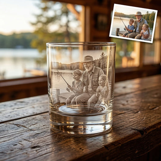 Custom Grandpa Whiskey Glass | Photo Grandpa Portrait Gift | Father's Day Gifs For Grandpa | Gift For Grandpa
