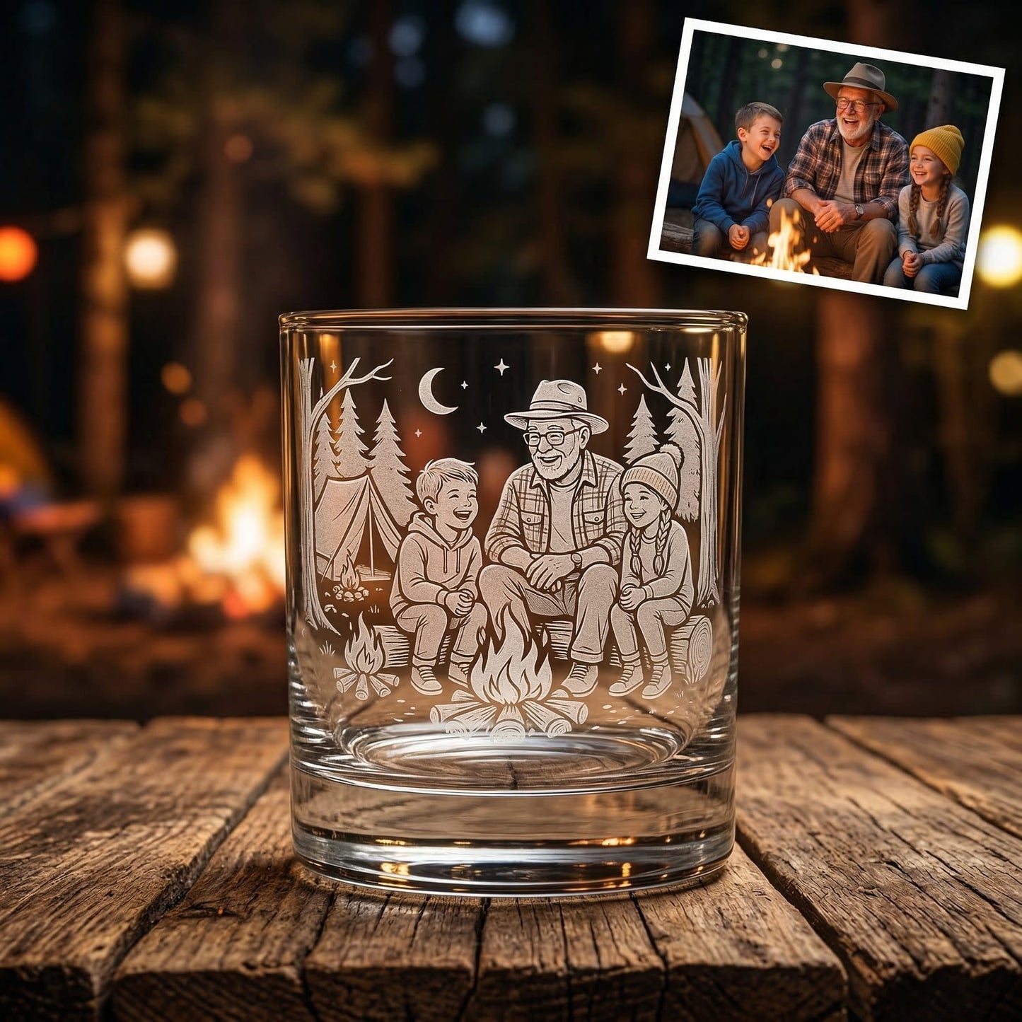 Custom Grandpa Whiskey Glass | Photo Grandpa Portrait Gift | Father's Day Gifs For Grandpa | Gift For Grandpa