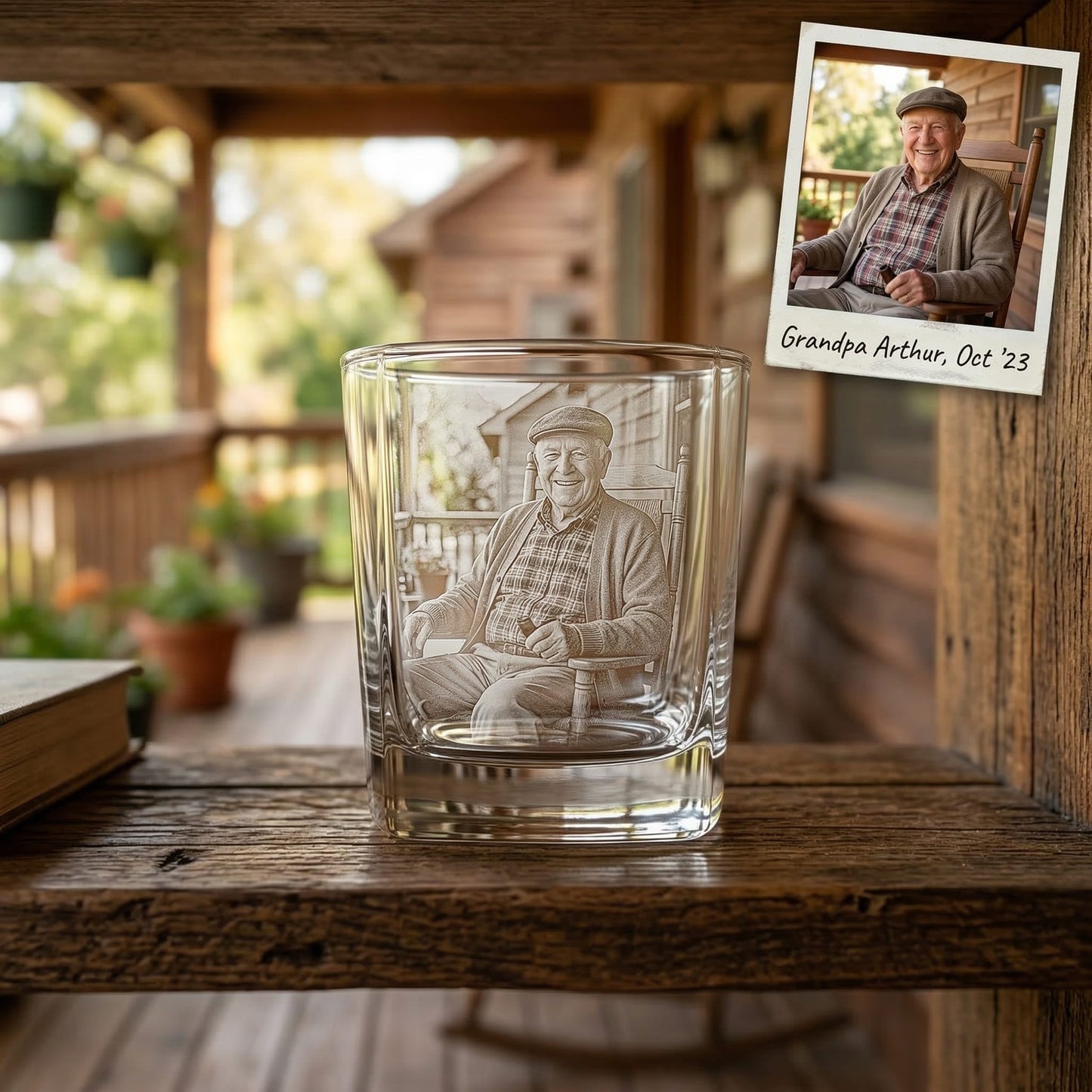 Custom Grandpa Whiskey Glass | Photo Grandpa Portrait Gift | Father's Day Gifs For Grandpa | Gift For Grandpa