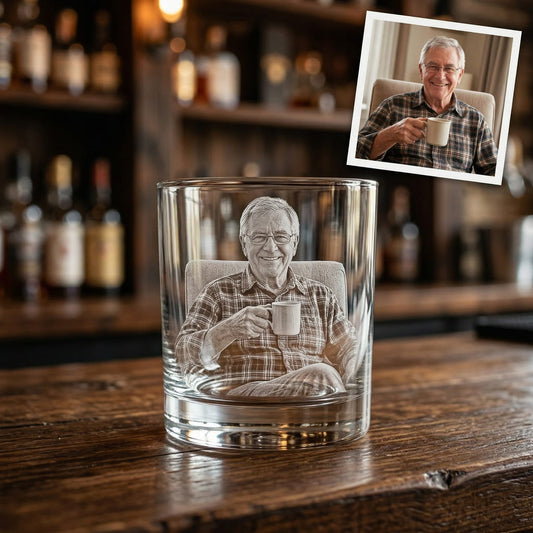 Custom Photo Grandpa Whiskey Glass | Photo Grandpa Portrait Gift | Father's Day Gifs For Grandpa | Gift For Grandpa