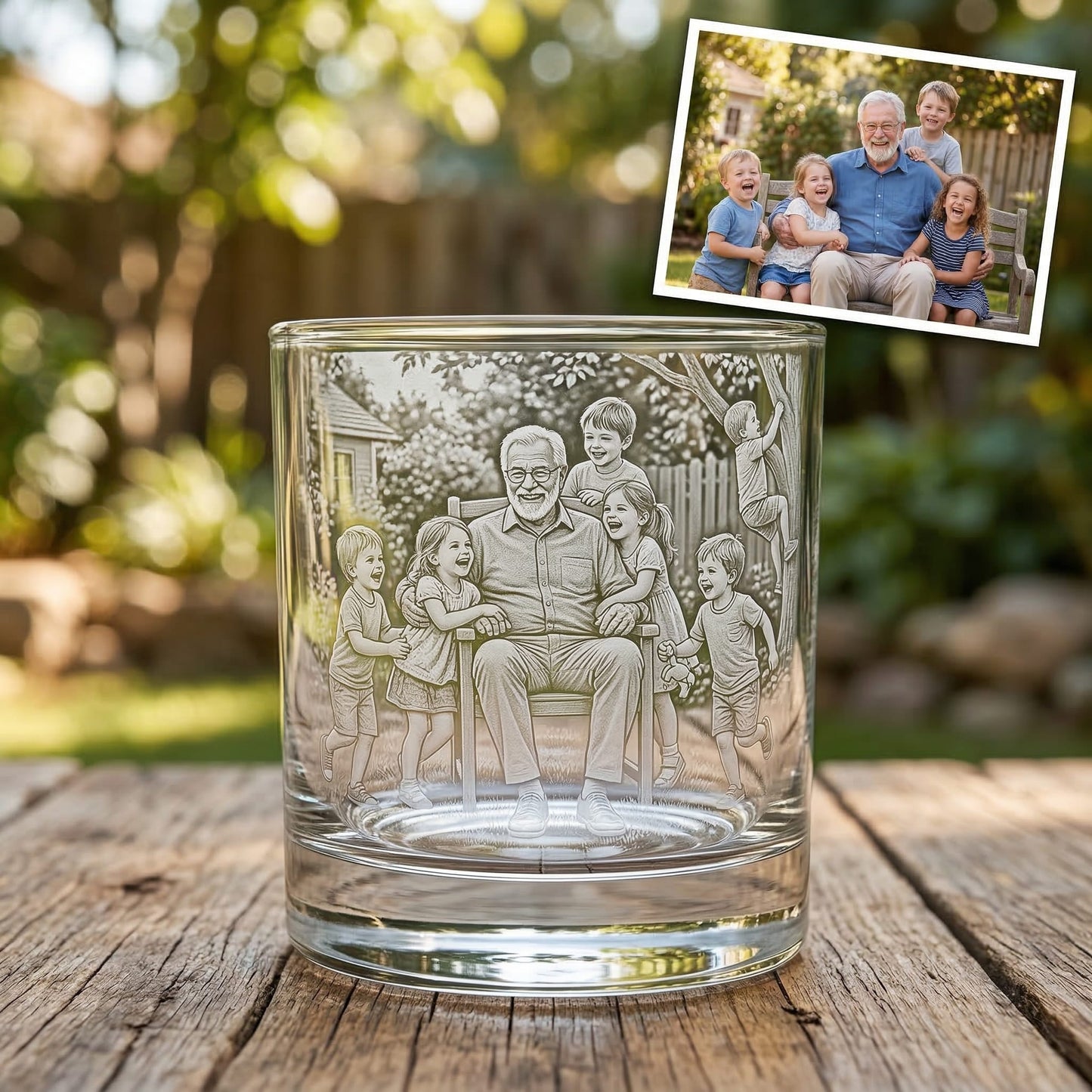Custom Photo Grandpa Whiskey Glass | Photo Grandpa Portrait Gift | Father's Day Gifs For Grandpa | Gift For Grandpa