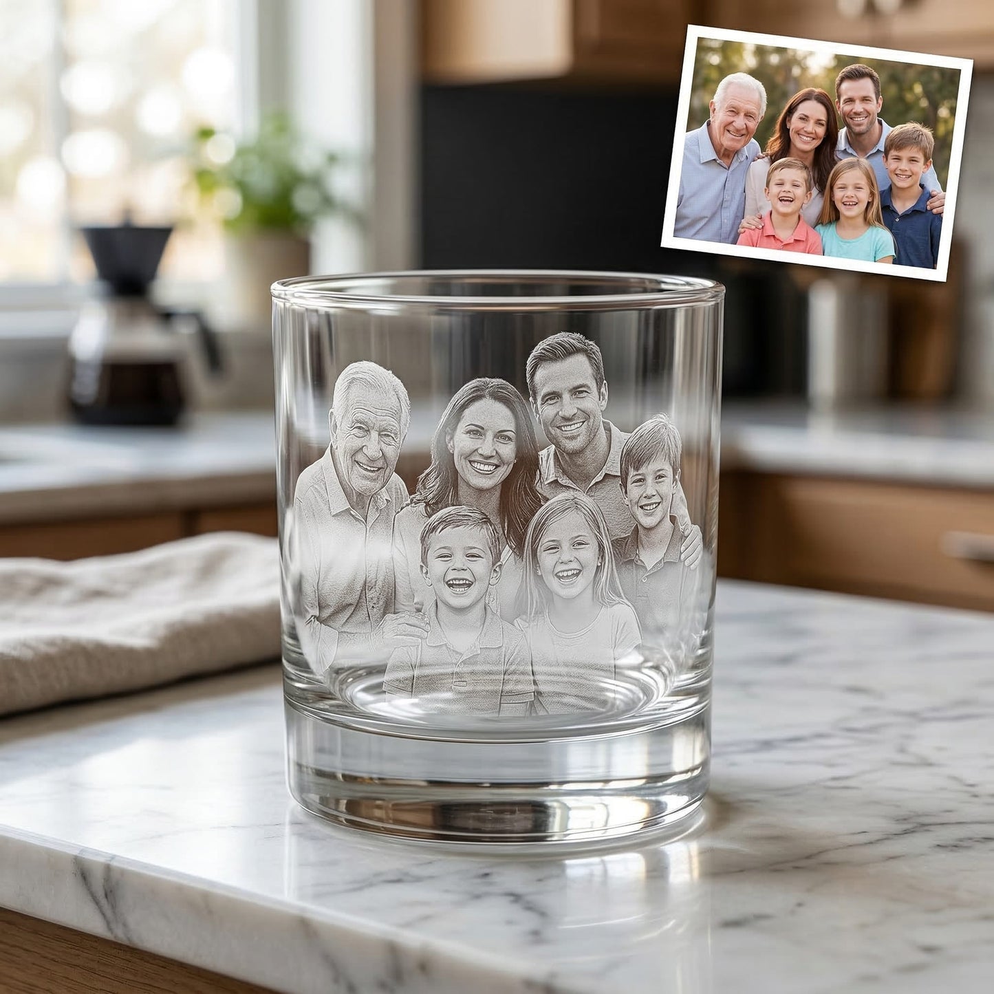 Custom Photo Grandpa Whiskey Glass | Photo Grandpa Portrait Gift | Father's Day Gifs For Grandpa | Gift For Grandpa