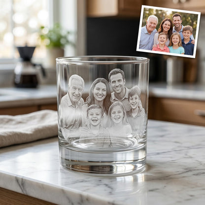 Custom Photo Grandpa Whiskey Glass | Photo Grandpa Portrait Gift | Father's Day Gifs For Grandpa | Gift For Grandpa