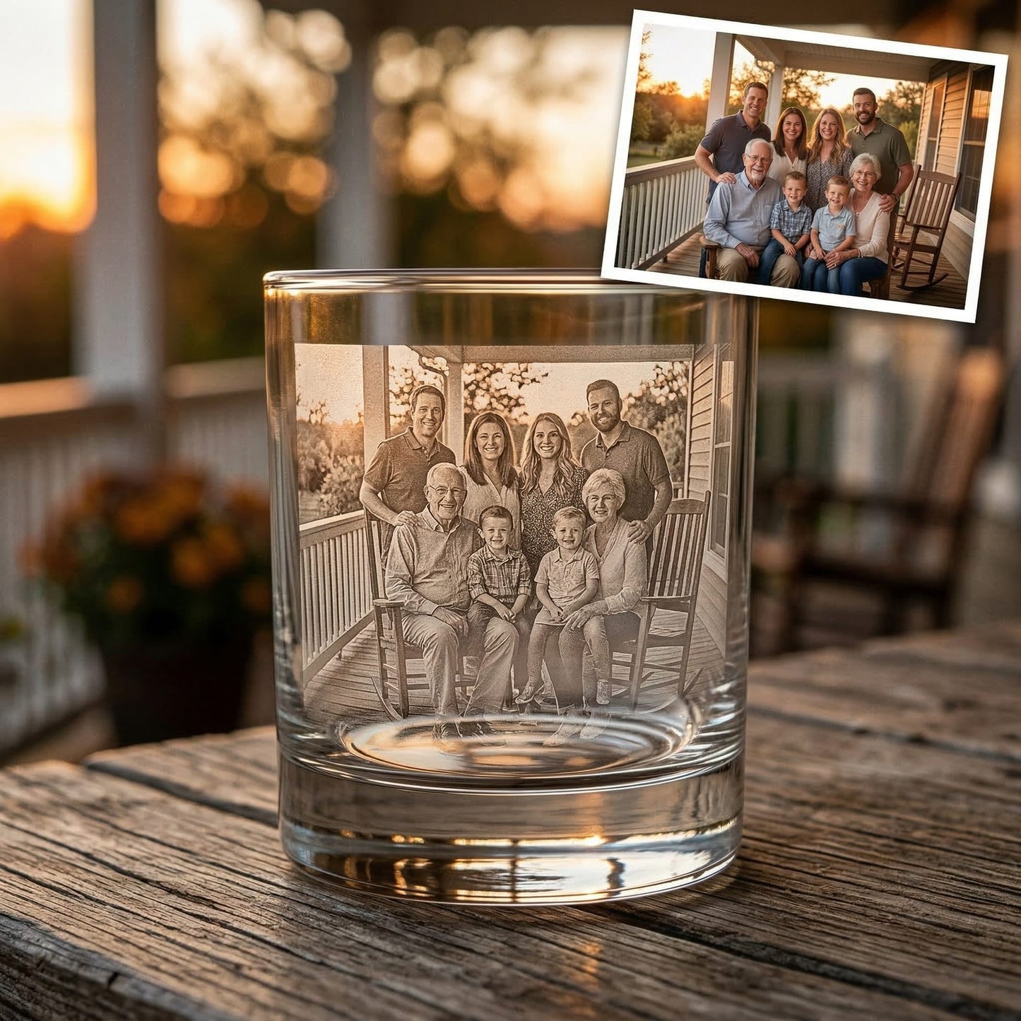 Custom Photo Grandpa Whiskey Glass | Photo Grandpa Portrait Gift | Father's Day Gifs For Grandpa | Gift For Grandpa