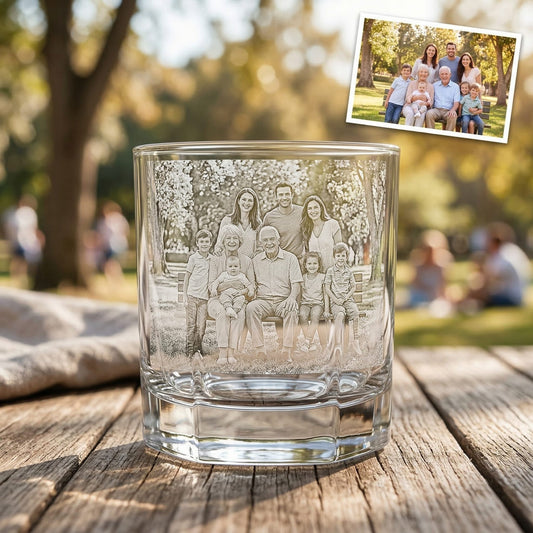 Custom Photo Grandpa Whiskey Glass | Photo Grandpa Portrait Gift | Father's Day Gifs For Grandpa | Gift For Grandpa