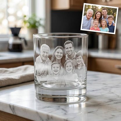 Custom Photo Grandpa Whiskey Glass | Photo Grandpa Portrait Gift | Father's Day Gifs For Grandpa | Gift For Grandpa