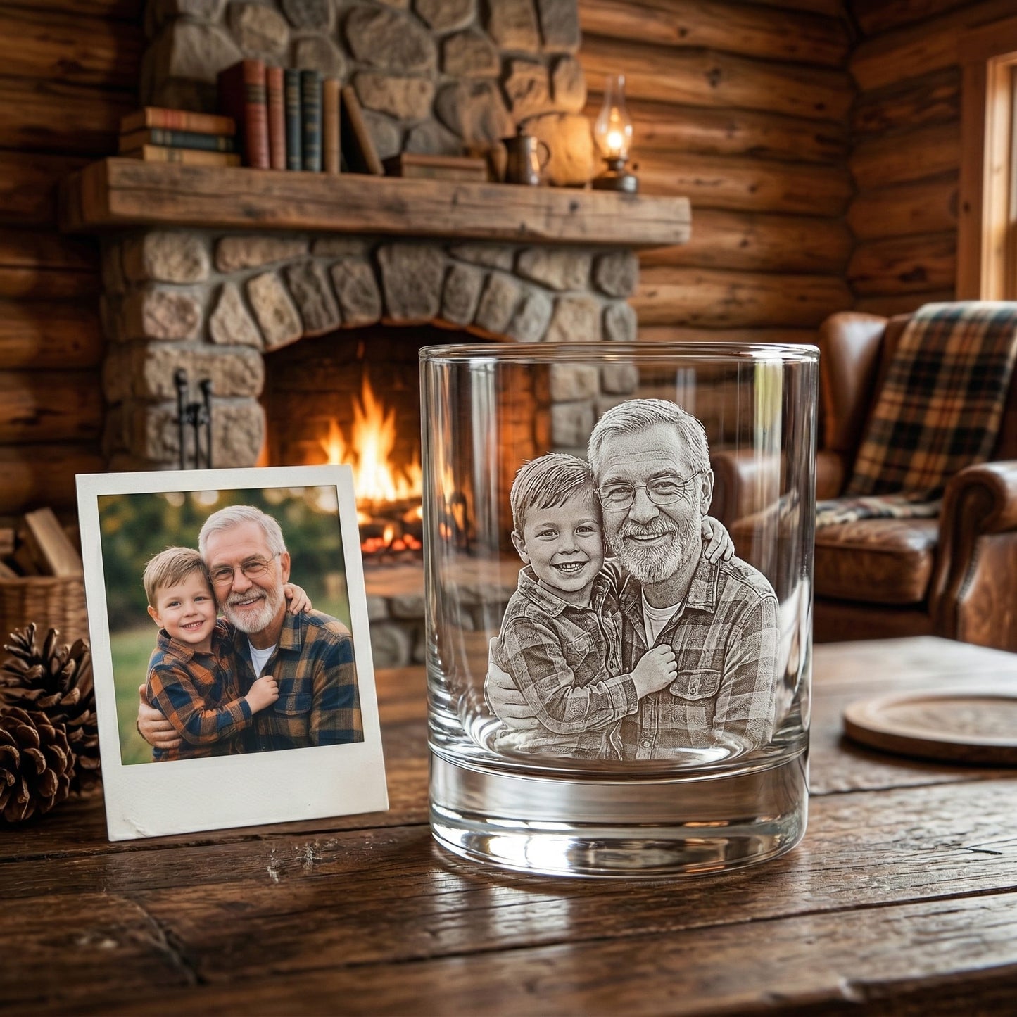 Custom Photo Grandpa Whiskey Glass | Photo Grandpa Portrait Gift | Father's Day Gifs For Grandpa | Gift For Grandpa