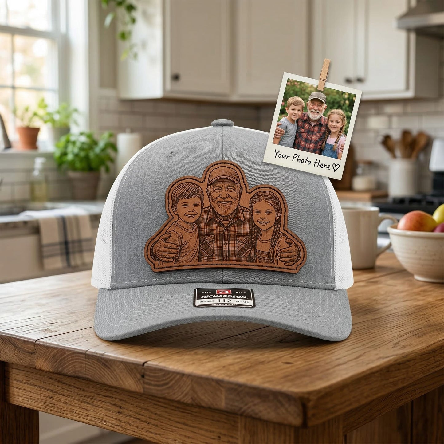 Custom Gift For Grandpa Trucker Hat With Photo | Grandpa Hat | Father's Day Gift For Grandpa From Kids