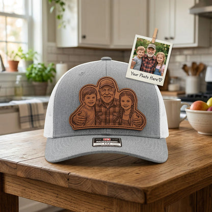 Custom Gift For Grandpa Trucker Hat With Photo | Grandpa Hat | Father's Day Gift For Grandpa From Kids