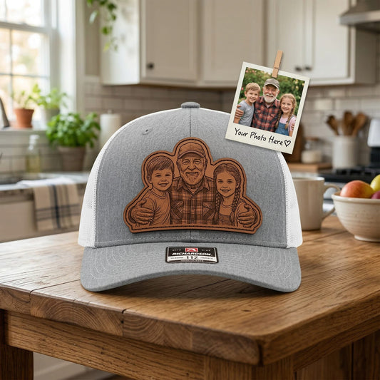 Custom Gift For Grandpa Trucker Hat With Photo | Grandpa Hat | Father's Day Gift For Grandpa From Kids