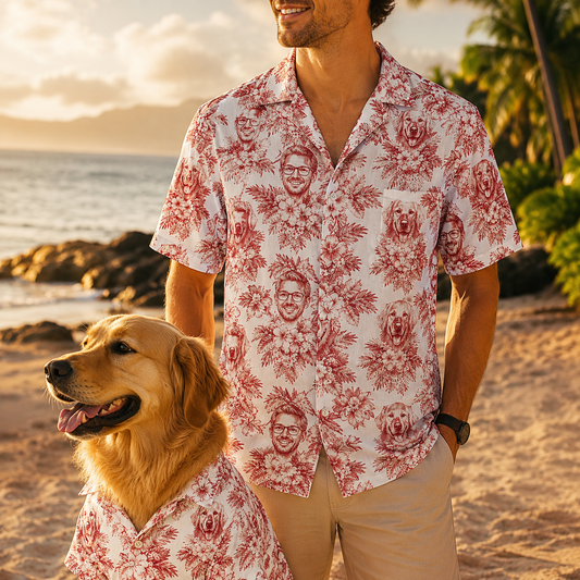 Custom Photo Dog Shirt, Personalized Hawaiian Shirt, Dog Lover Vacation Gift For Dog