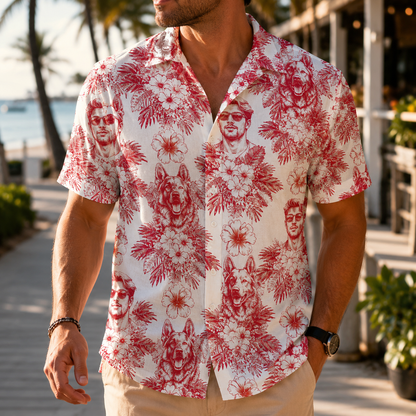 Custom Photo Dog Shirt, Personalized Hawaiian Shirt, Dog Lover Vacation Gift For Dog