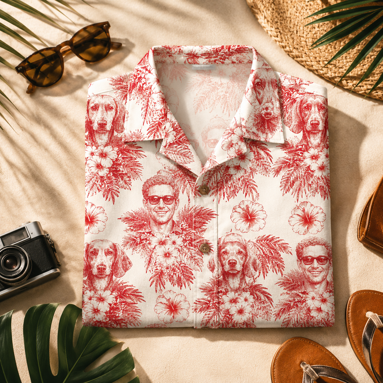 Custom Photo Dog Shirt, Personalized Hawaiian Shirt, Dog Lover Vacation Gift For Dog