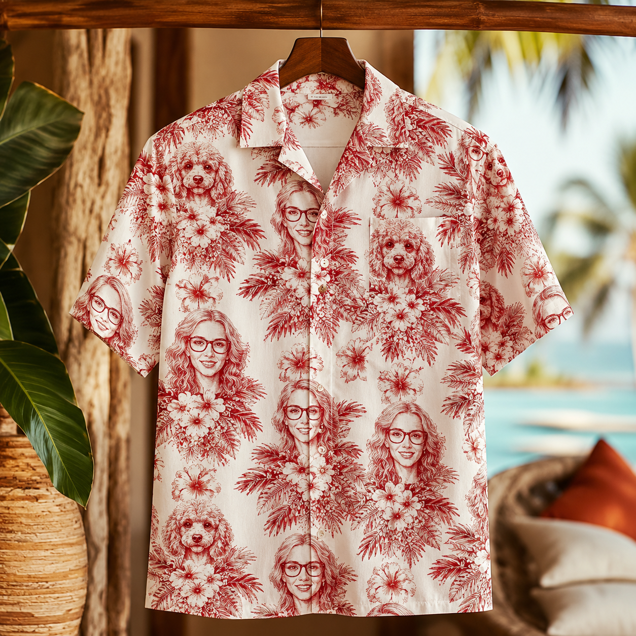 Custom Photo Dog Shirt, Personalized Hawaiian Shirt, Dog Lover Vacation Gift For Dog