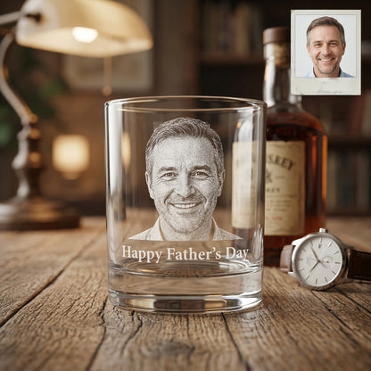 Custom Photo Happy Father Day Whiskey Glass | Photo Dad Portrait Gift | Father's Day Gifs | Gift For Father