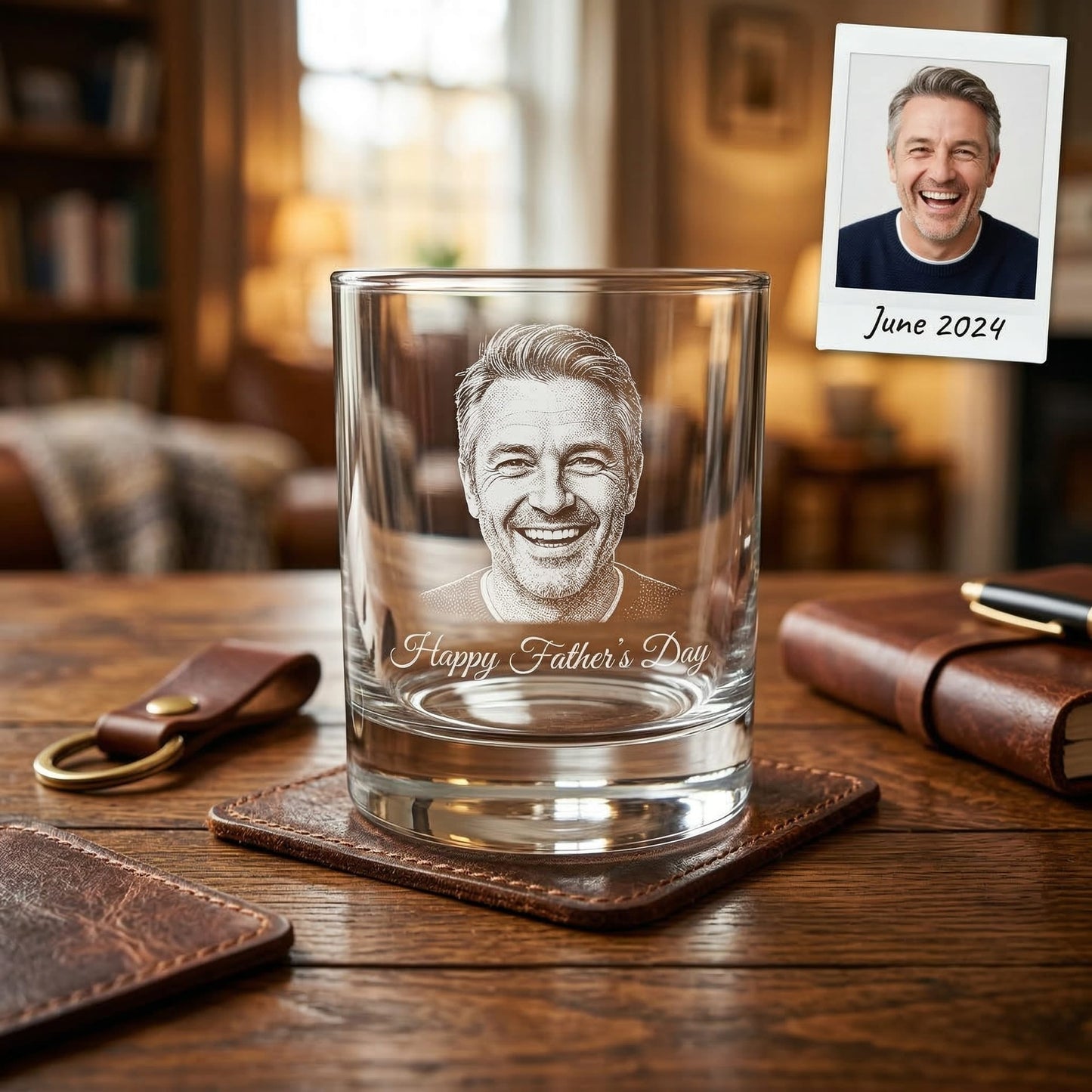 Custom Photo Happy Father Day Whiskey Glass | Photo Dad Portrait Gift | Father's Day Gifs | Gift For Father