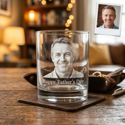 Custom Photo Happy Father Day Whiskey Glass | Photo Dad Portrait Gift | Father's Day Gifs | Gift For Father
