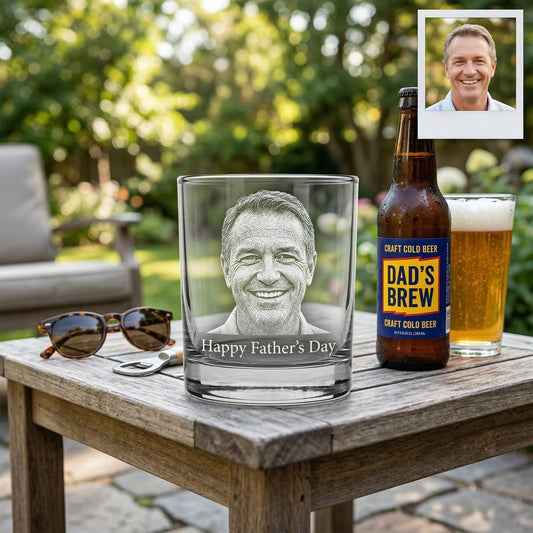 Custom Photo Happy Father Day Whiskey Glass | Photo Dad Portrait Gift | Father's Day Gifs | Gift For Father