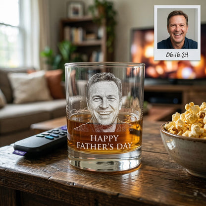 Custom Photo Happy Father Day Whiskey Glass | Photo Dad Portrait Gift | Father's Day Gifs | Gift For Father