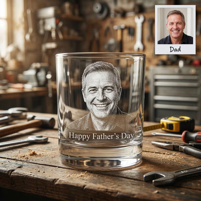 Custom Photo Happy Father Day Whiskey Glass | Photo Dad Portrait Gift | Father's Day Gifs | Gift For Father
