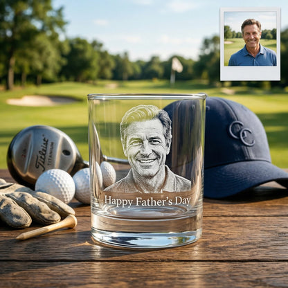 Custom Photo Happy Father Day Whiskey Glass | Photo Dad Portrait Gift | Father's Day Gifs | Gift For Father