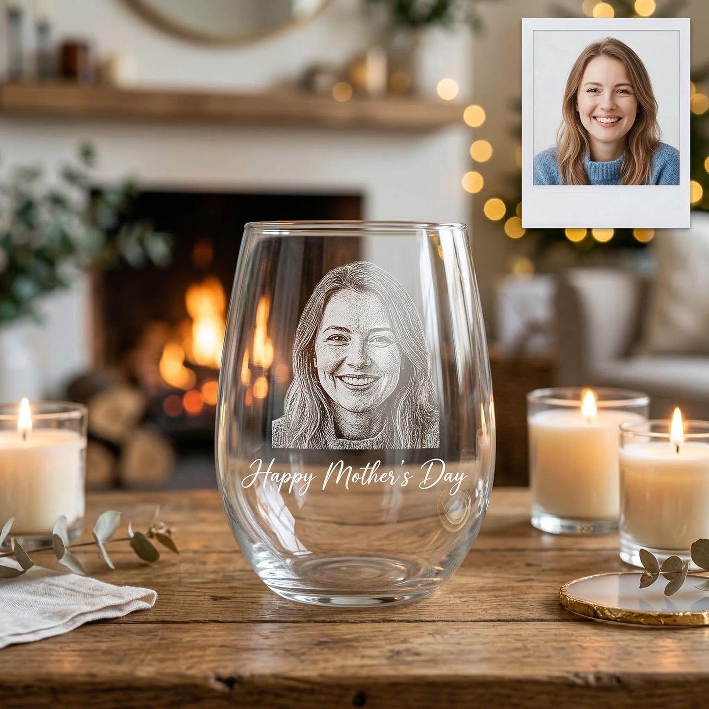 Custom Photo Happy Mother's Day Wine Glass | Mom Wine Glass | Gift For Mom | Mother's Day Gifts