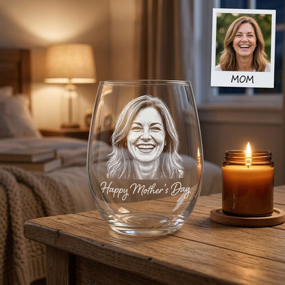 Custom Photo Happy Mother's Day Wine Glass | Mom Wine Glass | Gift For Mom | Mother's Day Gifts