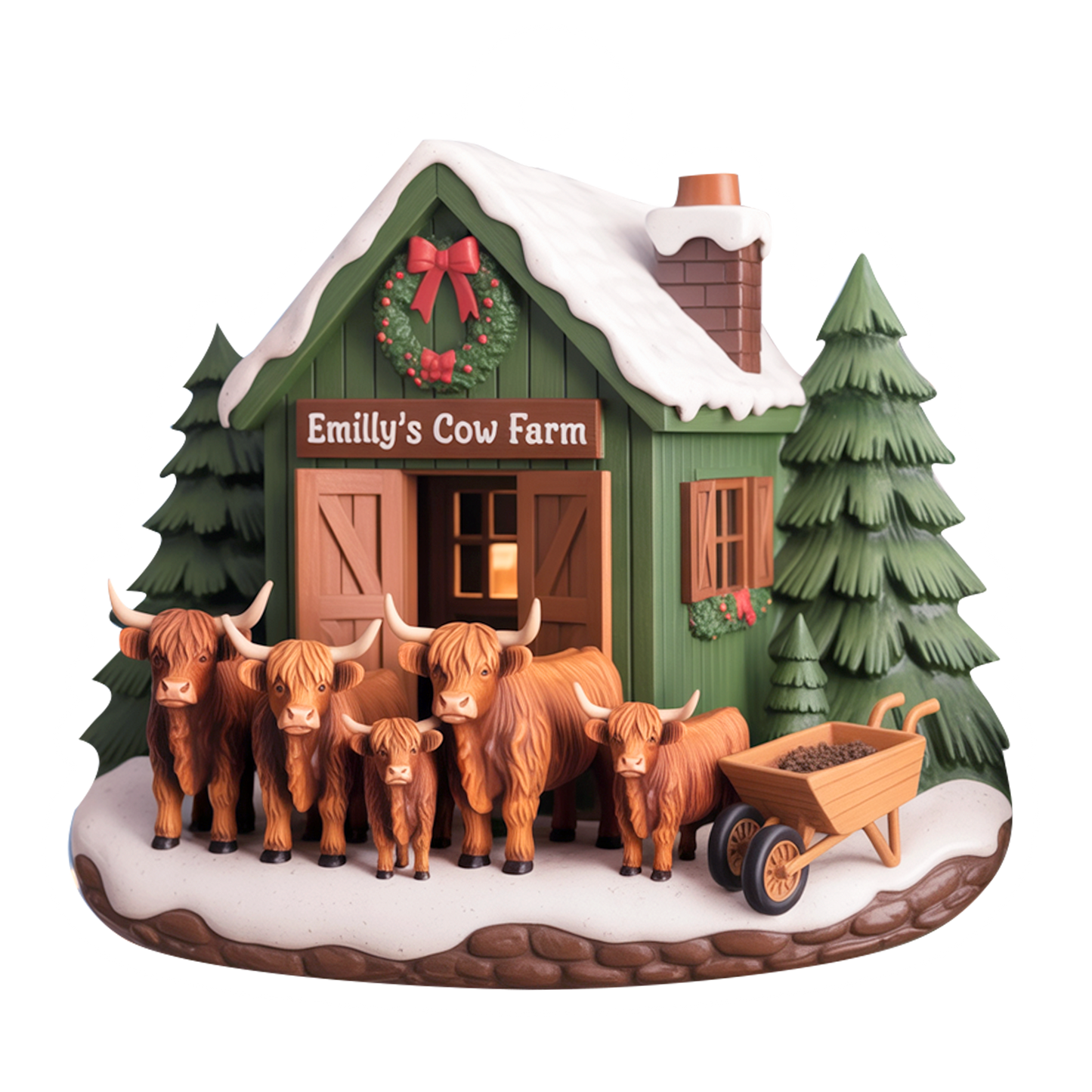 Highland Cow Farm Acrylic Ornament