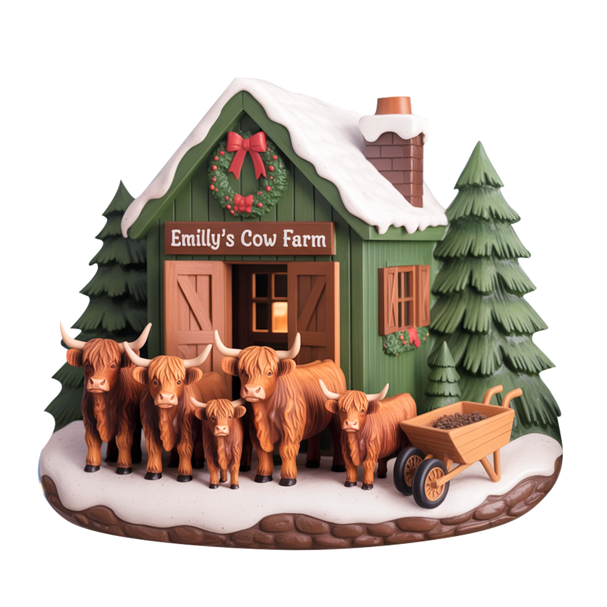 Highland Cow Farm Acrylic Ornament