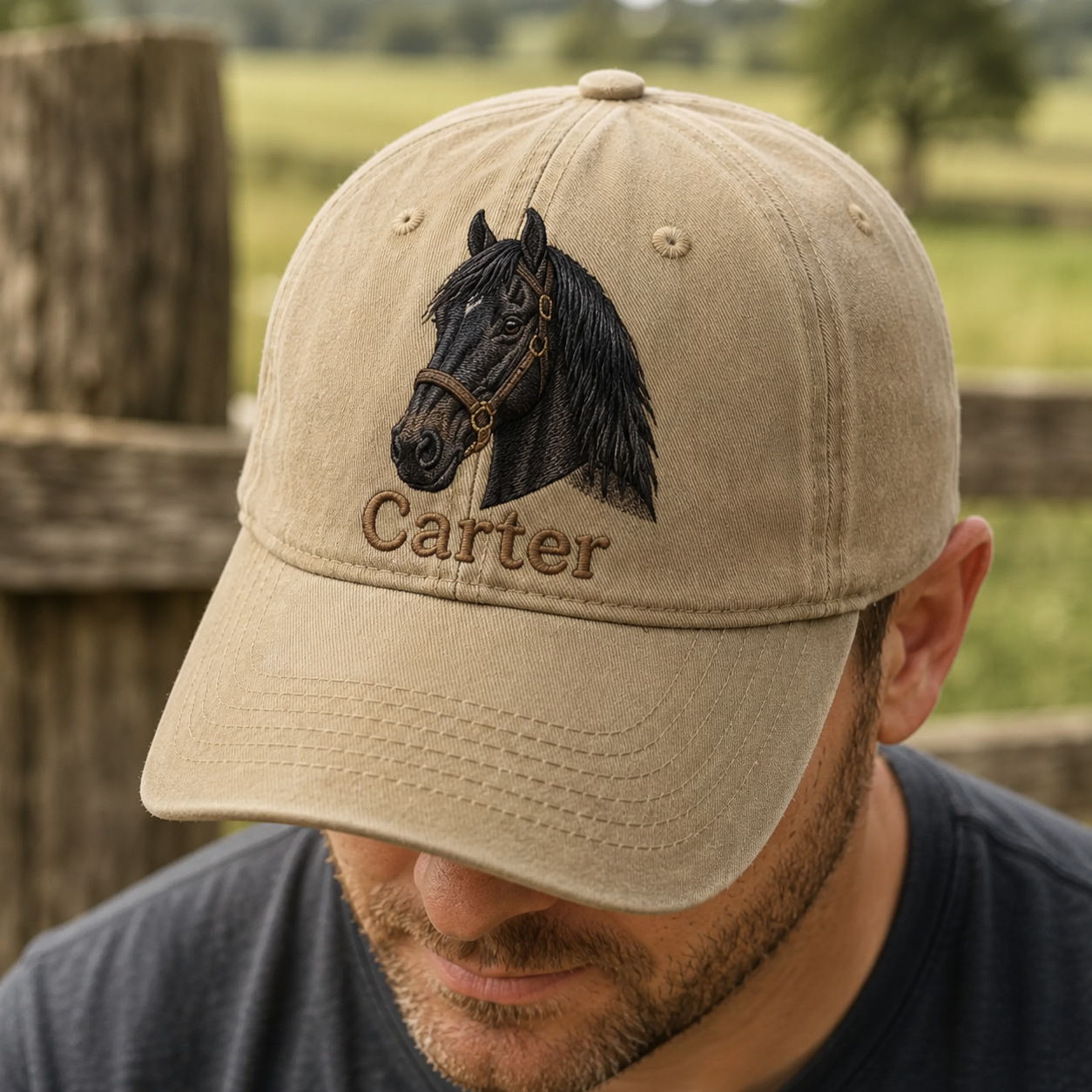 Custom Photo Horse Embroidered Hat, Custom Embroidered Pet Portrait Hat | Gift For Horse Lover Pa99