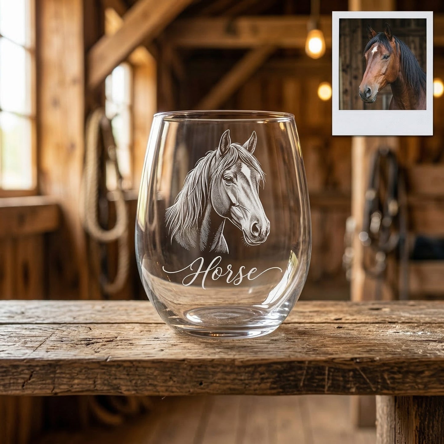 Custom Photo Horse Wine Glass | Personalized Horse Wine Glass | Gift For Horse Lovers