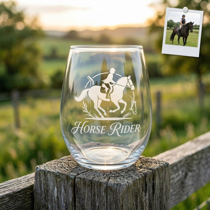 Custom Photo Horse Wine Glass | Personalized Horse Wine Glass | Gift For Horse Lovers
