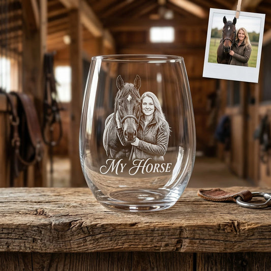 Custom Photo Horse Wine Glass | Personalized Horse Wine Glass | Gift For Horse Lovers