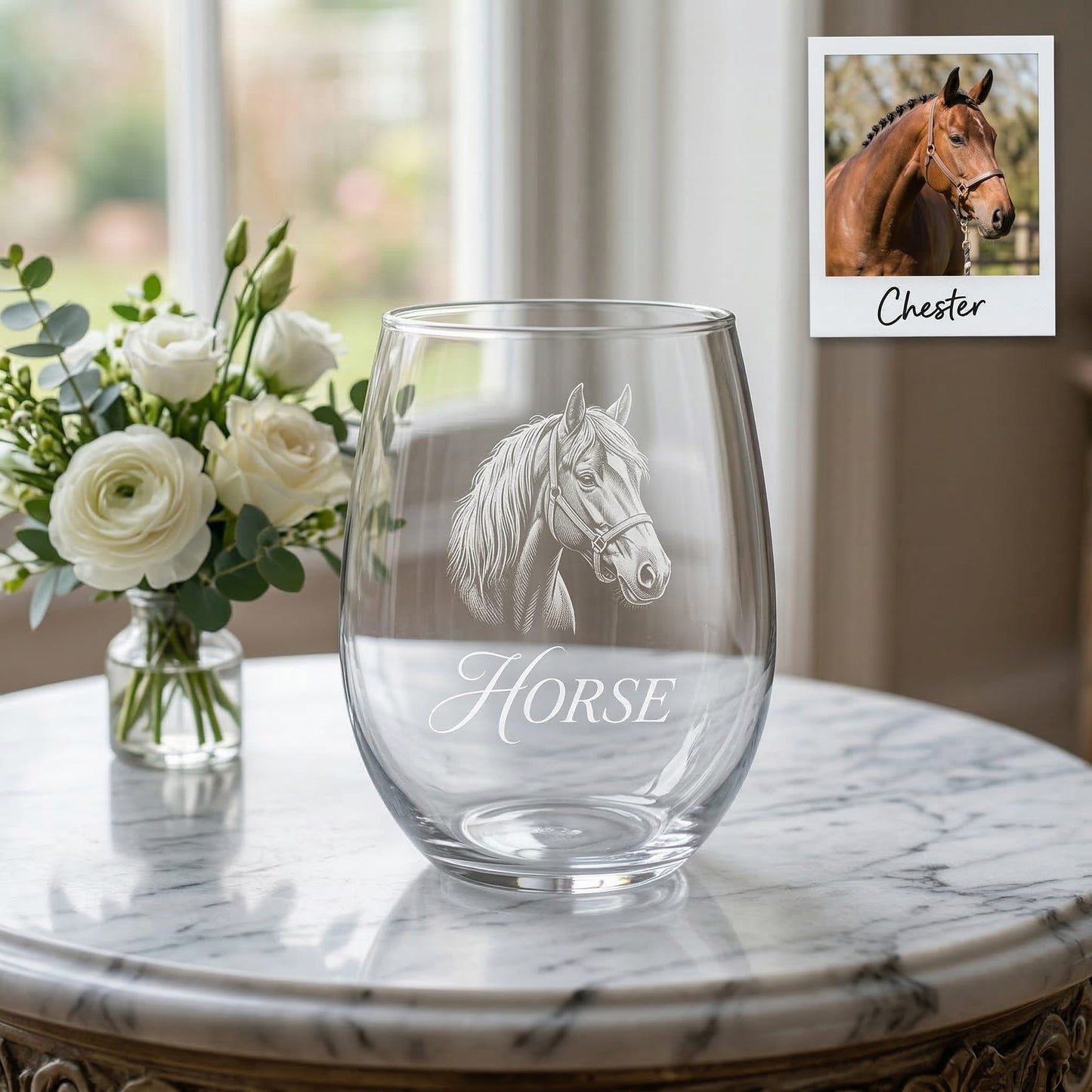 Custom Photo Horse Wine Glass | Personalized Horse Wine Glass | Gift For Horse Lovers