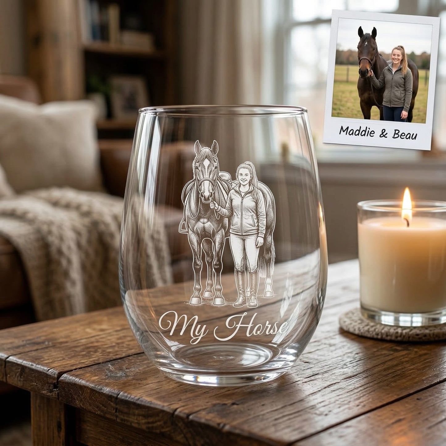 Custom Photo Horse Wine Glass | Personalized Horse Wine Glass | Gift For Horse Lovers