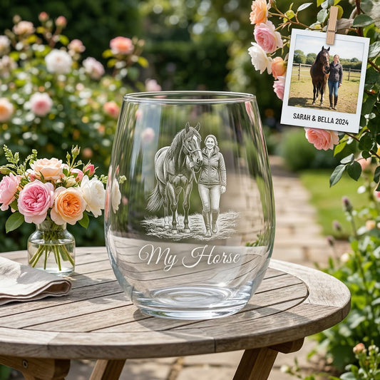 Custom Photo Horse Wine Glass | Personalized Horse Wine Glass | Gift For Horse Lovers