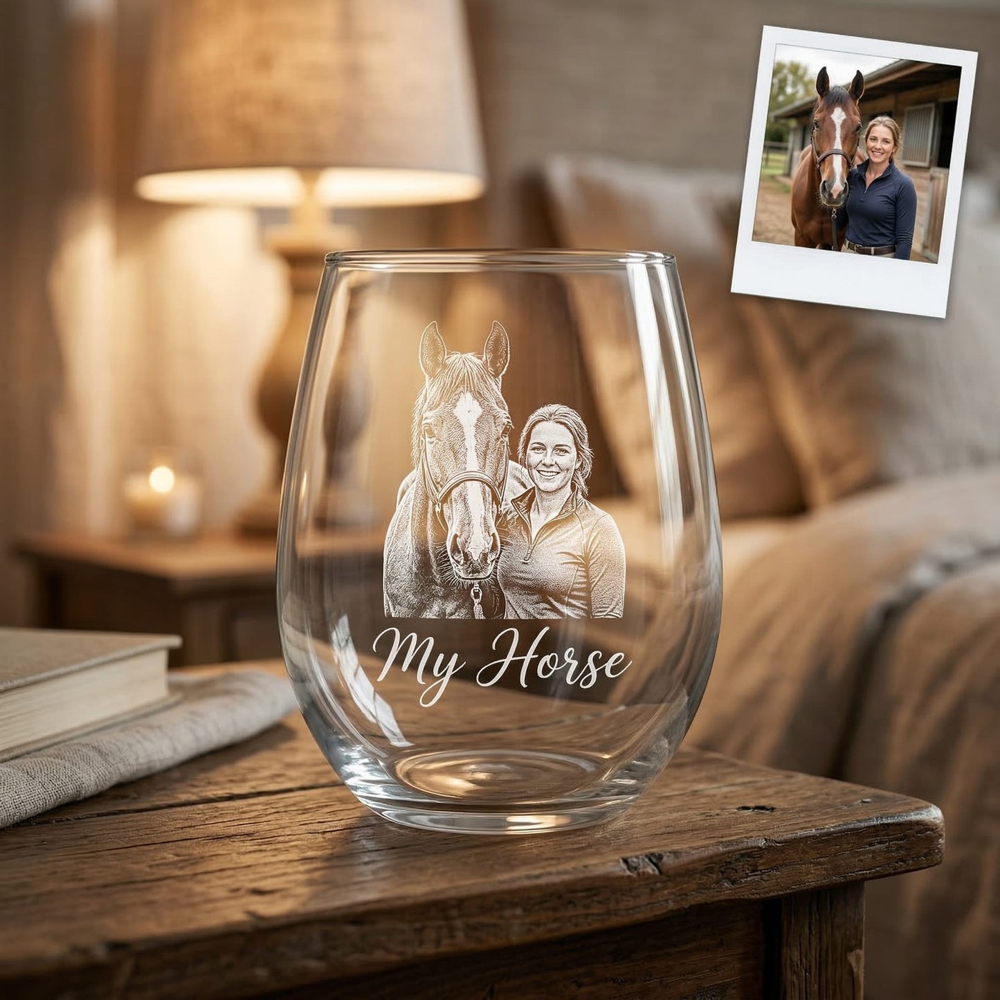 Custom Photo Horse Wine Glass | Personalized Horse Wine Glass | Gift For Horse Lovers