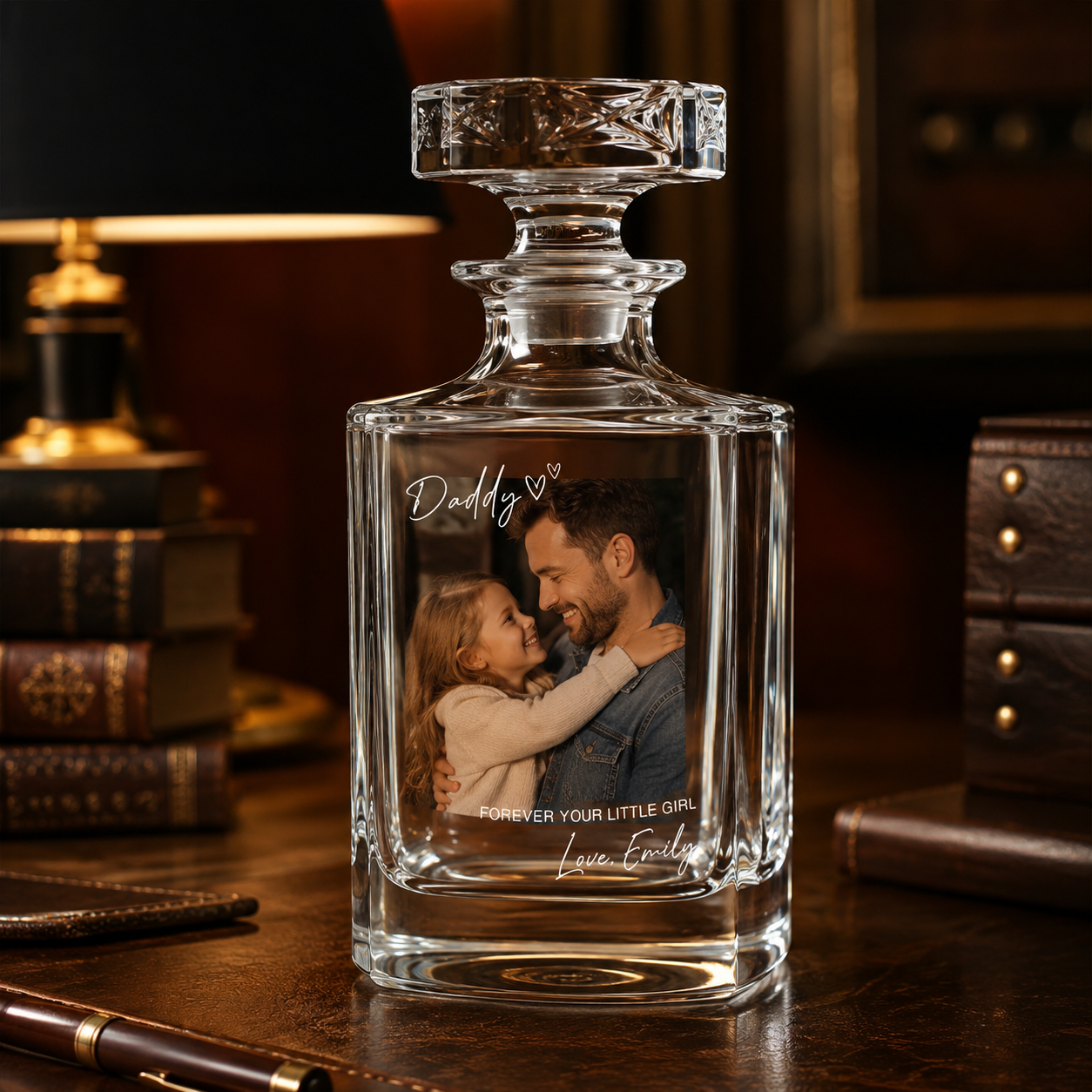 Custom Photo Best Dad Ever Whiskey Decanter Set | Personalized Gift For Dad | Father's Day Gifts