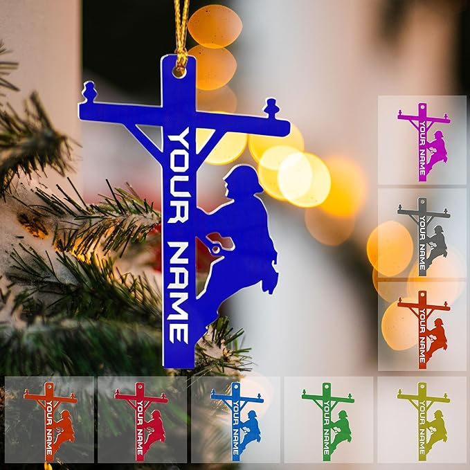 Custom Lineman Style 5 Christmas Ornament