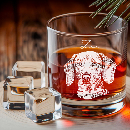 Personalized Dog Whiskey Decanter Set – Custom Photo & Name Glass – 11oz Gift for Pet Lovers