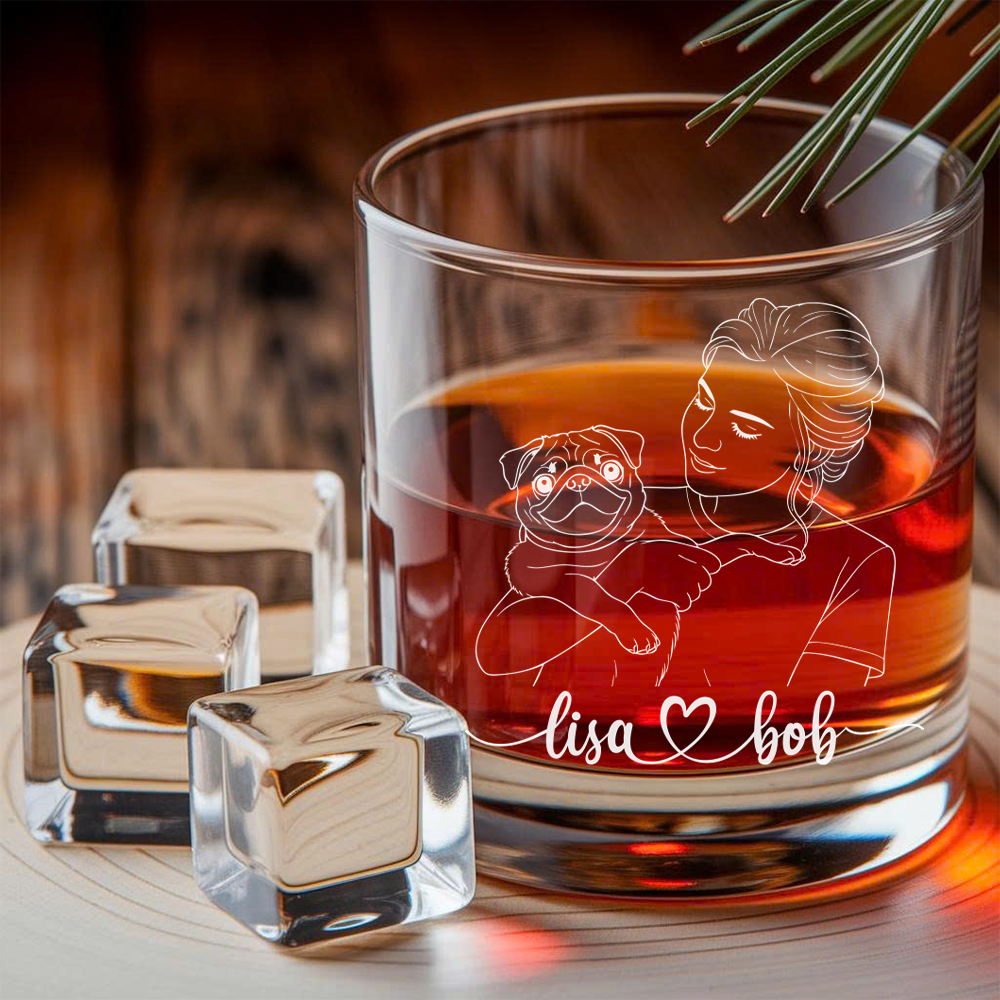 Custom Dog Photo Whiskey Decanter Set + Custom Name Glass Gift for Dog Lovers THUC99DP08