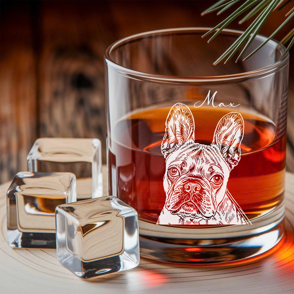 Custom Photo Dog Whiskey Decanter Set + Custom Name Whiskey Glass 11oz Personalized Dog Lover THUC99DP02