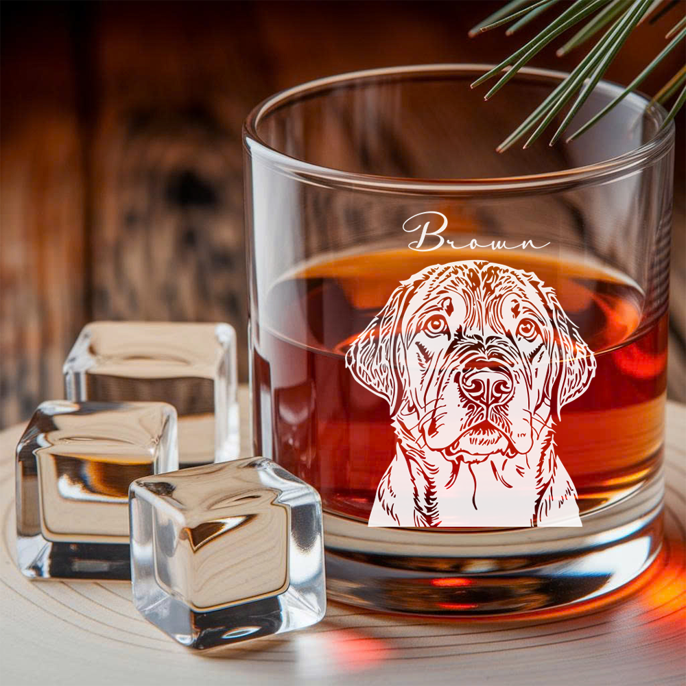 Custom Photo Dog Whiskey Decanter Set + Pesonalized Custom Name Dog Whiskey Glass 11oz THUC99DP03