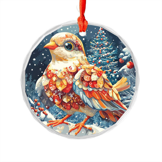 Beautiful Dove Christmas Night Design 1 Glass Ornament