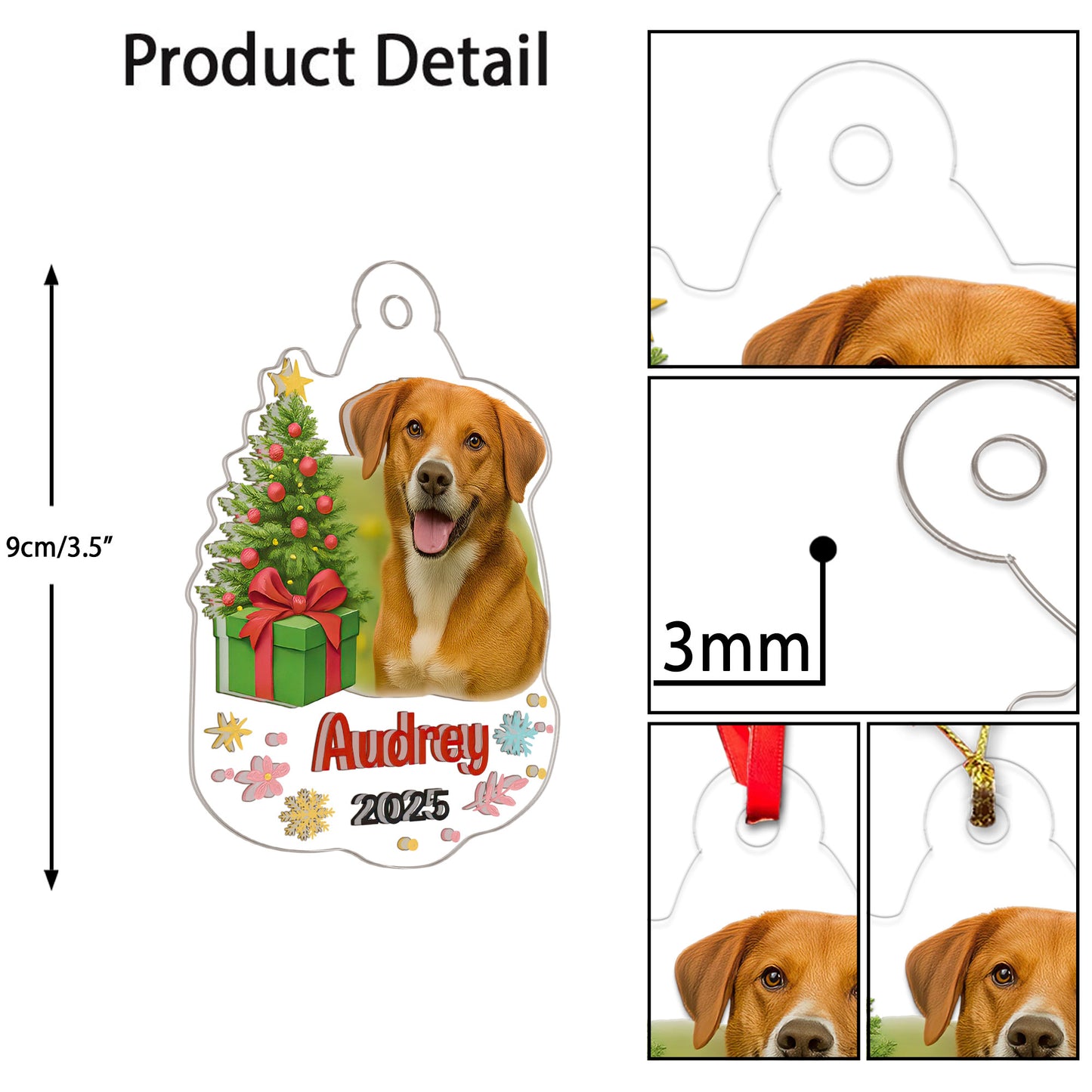 Custom Photo Pet Christmas Ornament, Personalized Pet Holiday Gift, Custom Pet Memorial, Pet Lover Christmas Decor