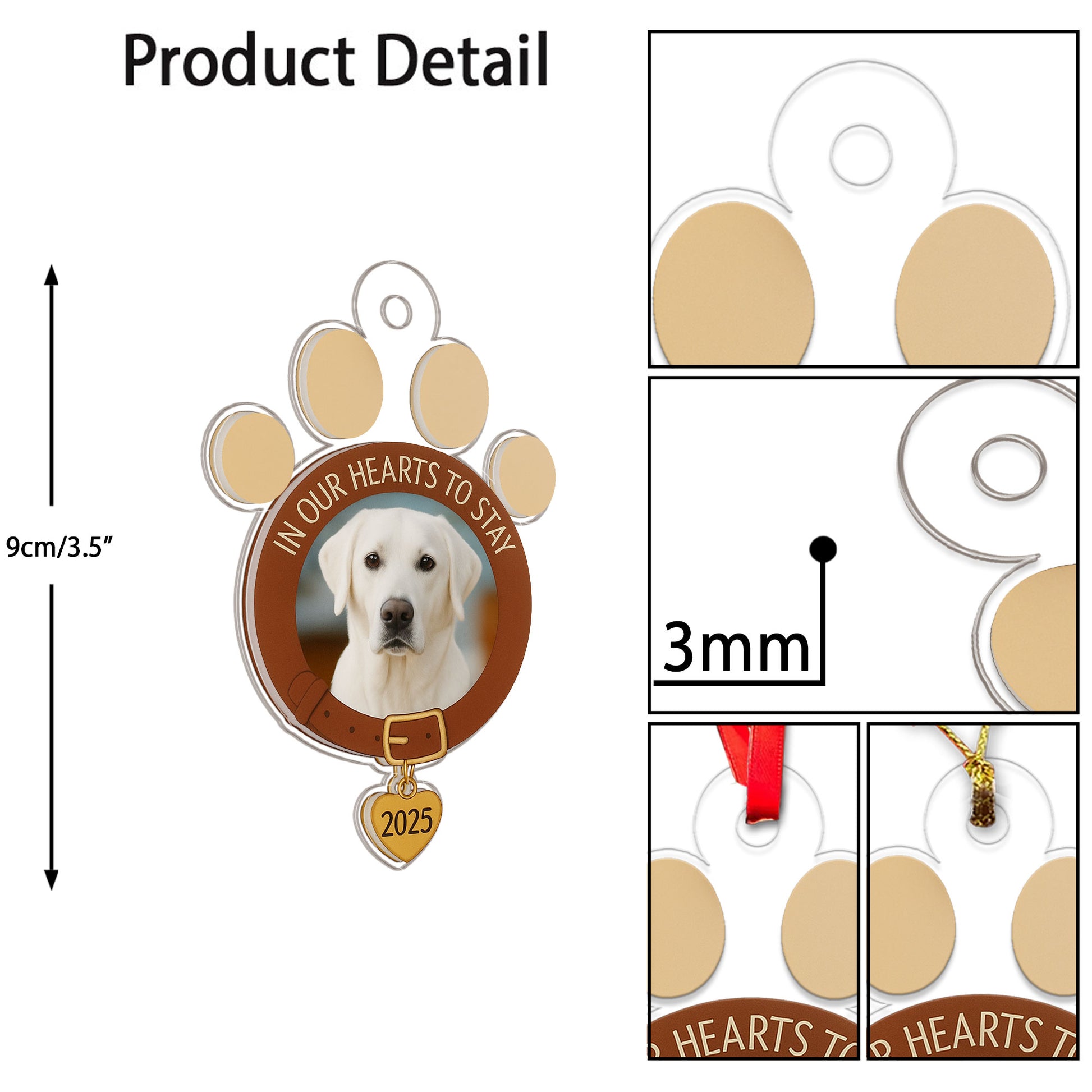 Custom Photo Pet Ornament, In Our Hearts to Stay 2025, Personalized Pet Memorial, Gift for Pet Lovers, Custom Pet Decor