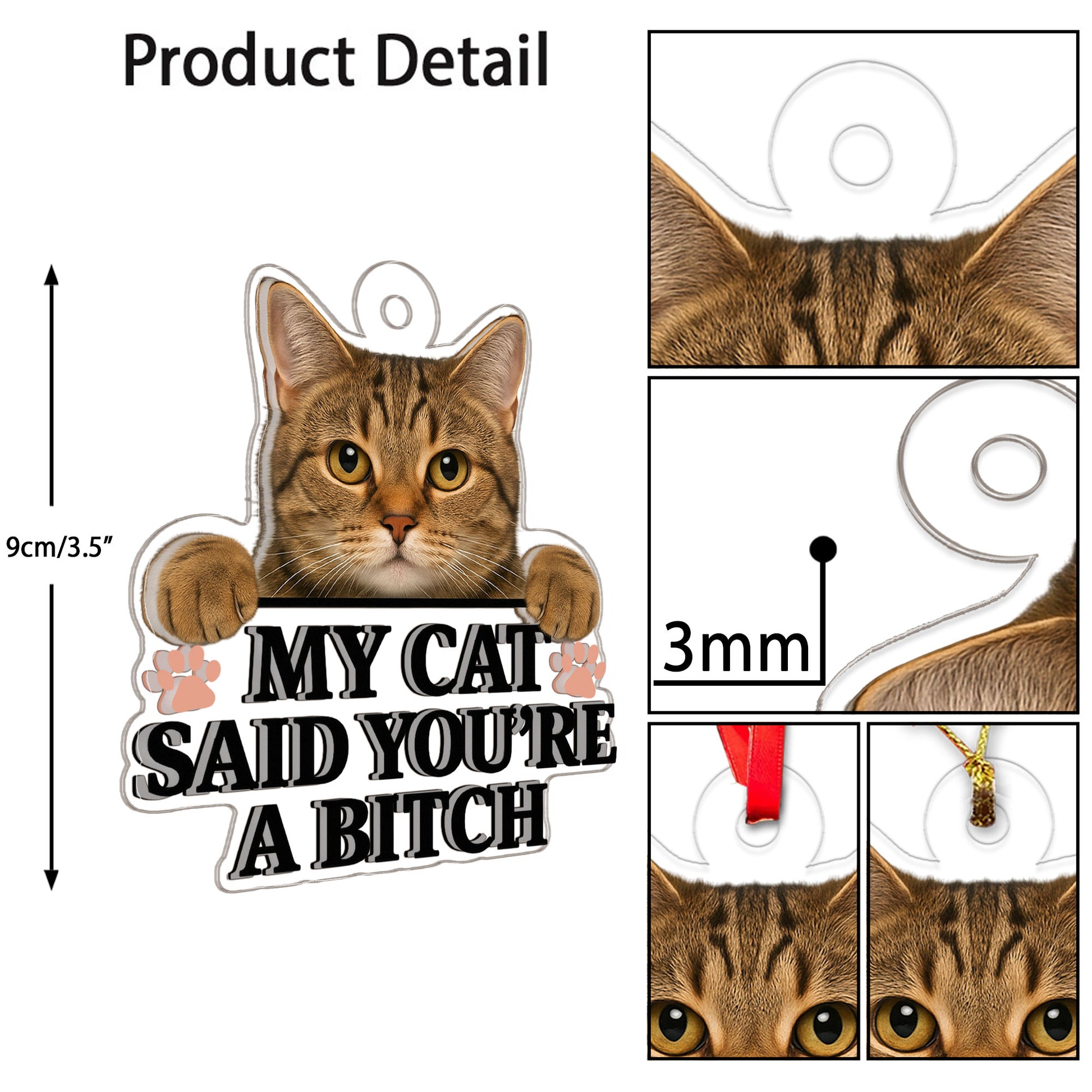Custom Photo Pet Ornament, Funny Personalized Pet Gift, Custom Photo Pet Said You're A B_tch Ornament, Pet Lover Humor Christmas Decor