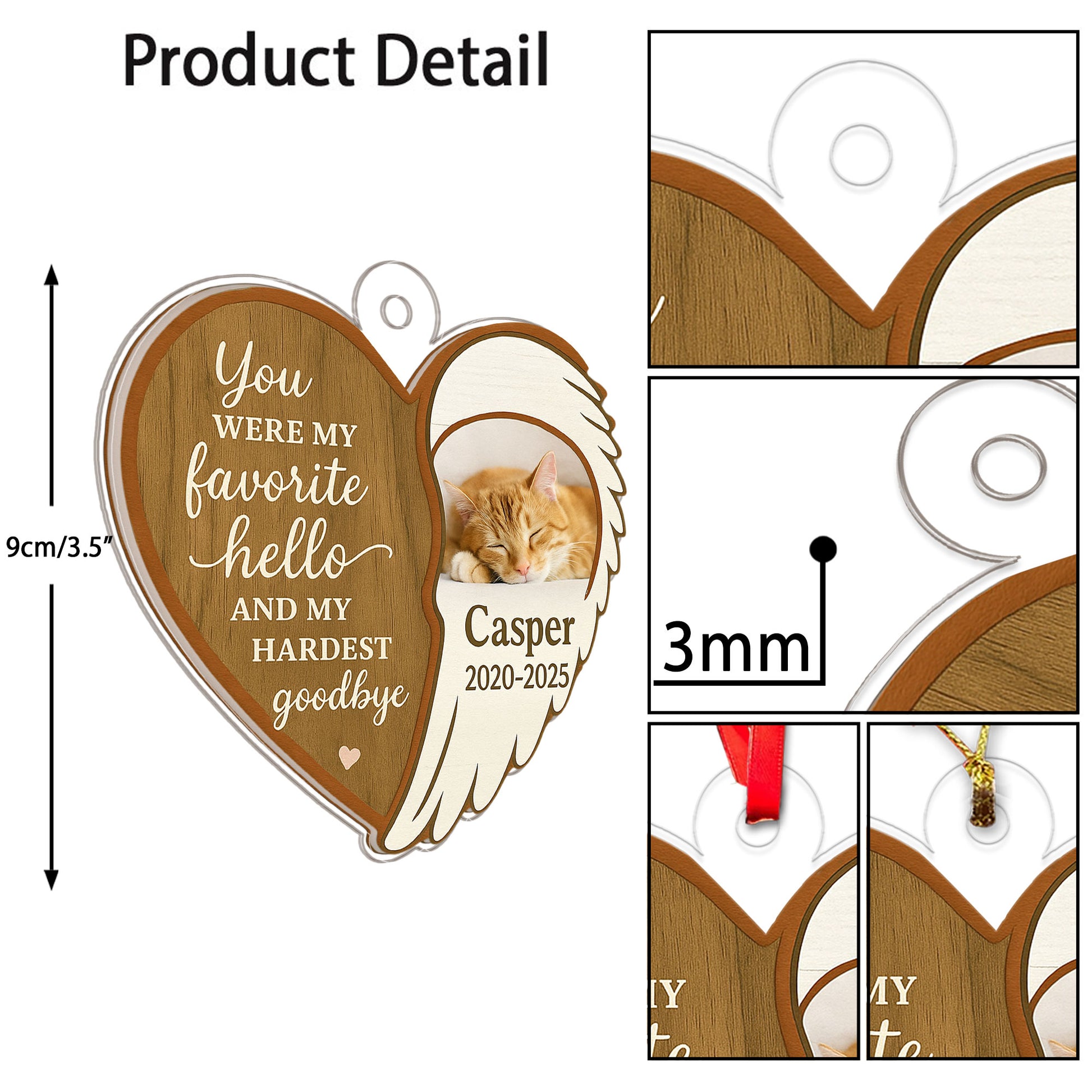 Custom Photo You Left Paw Prints In My Heart Ornament – Pet Memorial Keepsake for Dog or Cat – Personalized Pet Loss Gift Decoration