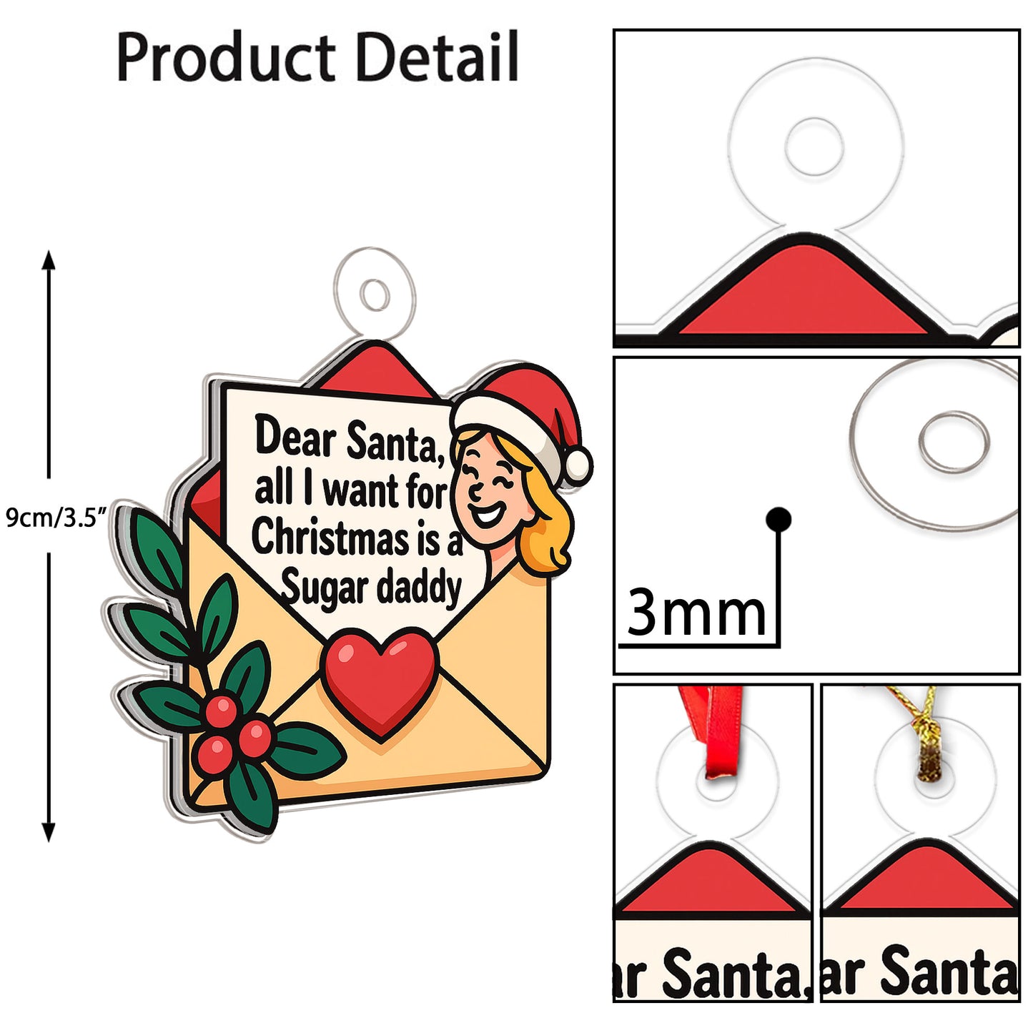 All I Want For Christmas Envelope Letter Acrylic Ornament, Funny Ornament, Envelope to Santa Ornament, Christmas Wishlist Envelope